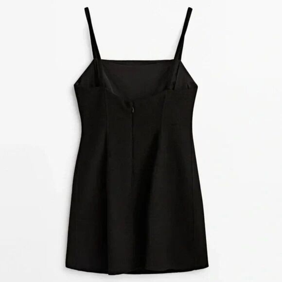 Massimo Dutti Womens Mini Dress Large Black Beaded Wool Blend Semi 9210/954 NWT - Picture 3 of 16